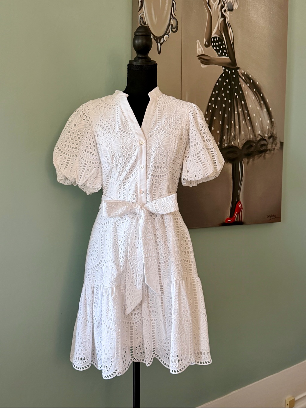Lilly Pulitzer White Eyelet Mini Dress With Puff Sleeves